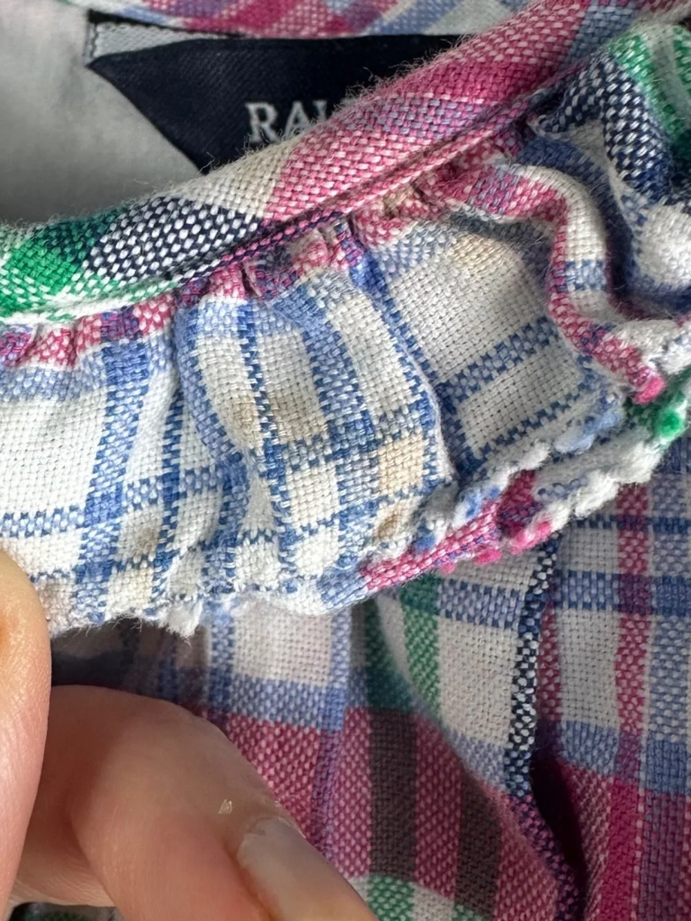 Ralph Lauren Maxi Dress Sundress Girls Sz 4 4T Madras Plaid Pink Blue Ruffle